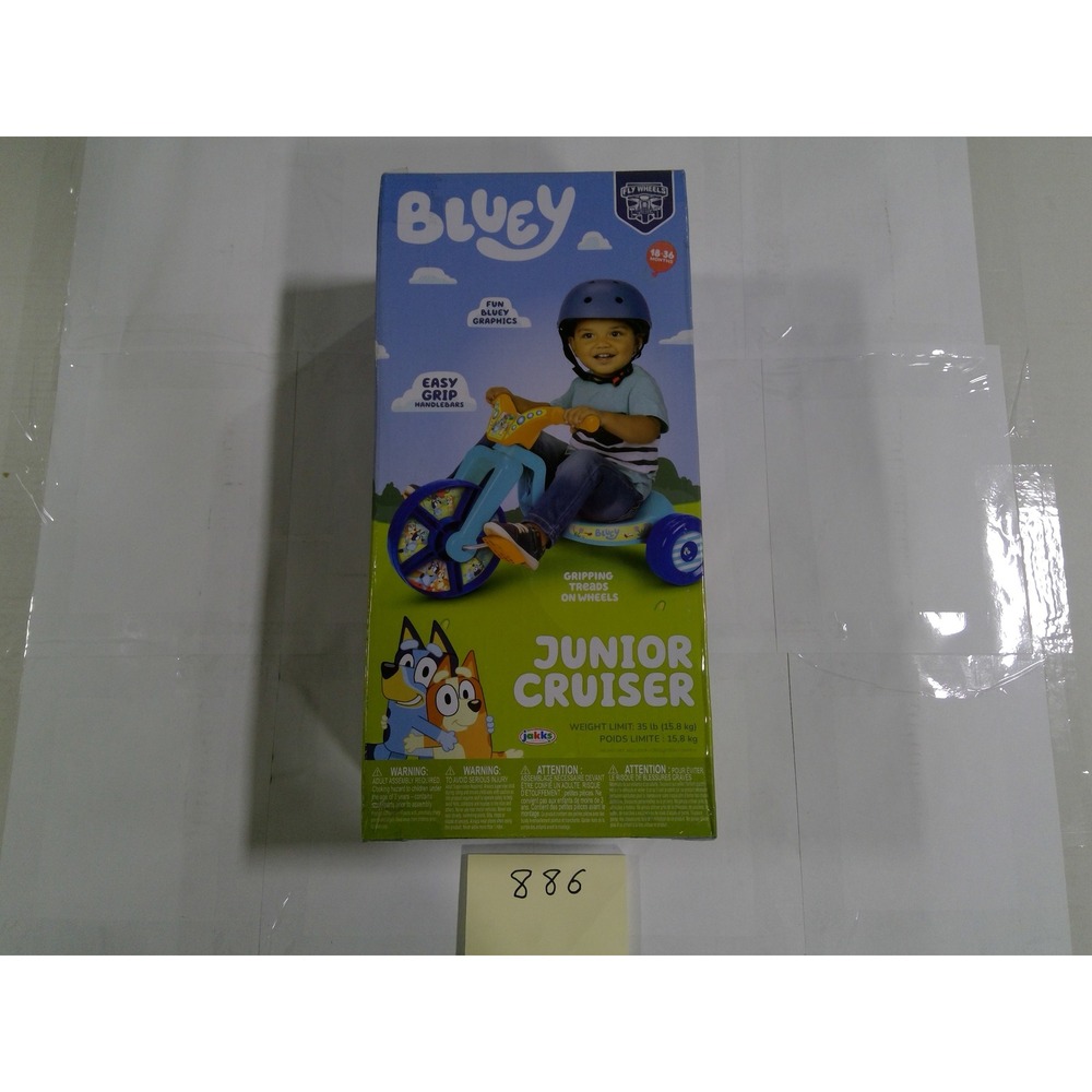 Bluey Junior Cruiser Toddler Tricycle 18-36 Months Blue New Fly Wheels Jakks